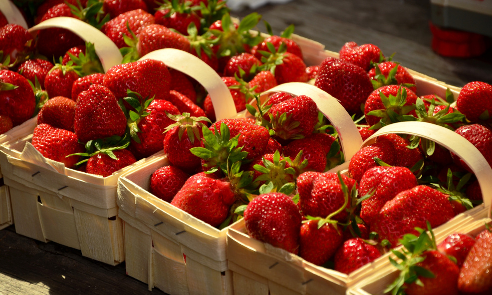 Fresh Strawberries in Baskets